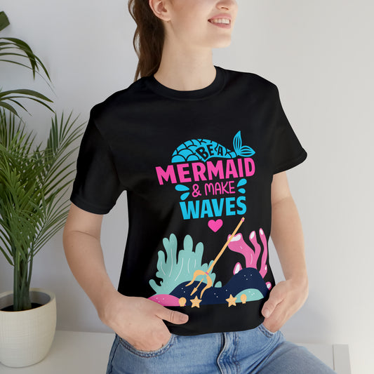 Mermaid T-Shirt - Unisex jersey tee with an enchanting design, soft cotton fabric, and ribbed knit collars, perfect for mermaid enthusiasts and lovers of mermaid-inspired clothing.Coral inspired "