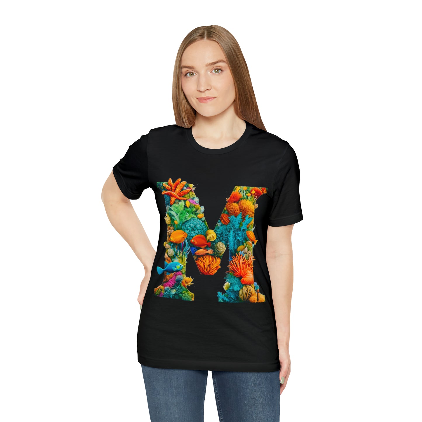 Custom Initial  - Sea Coral, Mermaid T-shirt