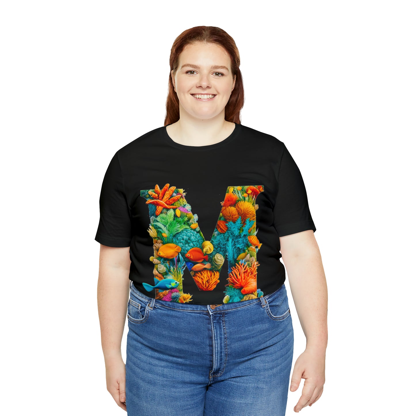 Custom Initial  - Sea Coral, Mermaid T-shirt