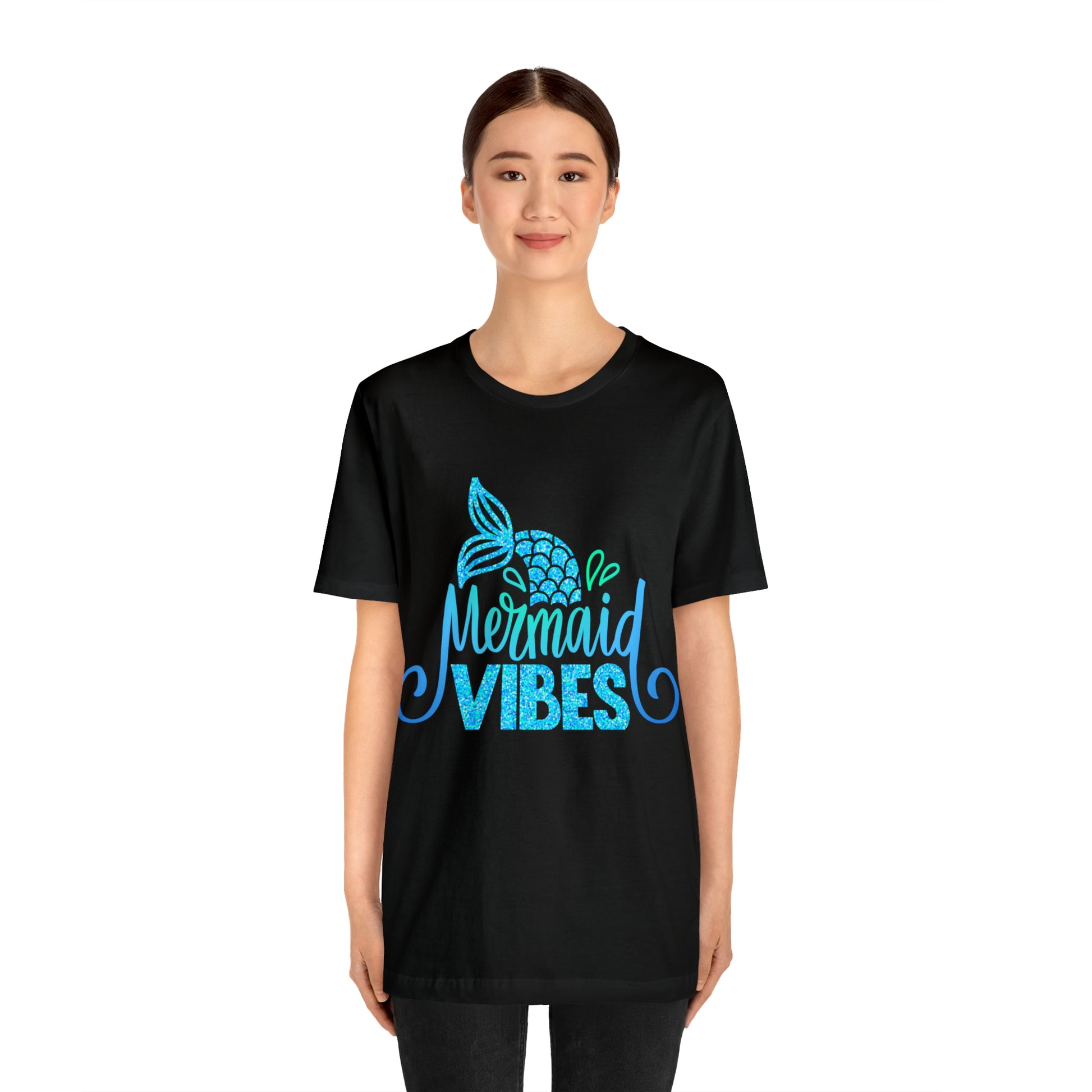 Mermaid Vives T-Shirt - Unisex jersey tee with an enchanting design, soft cotton fabric, and ribbed knit collars, perfect for mermaid enthusiasts and lovers of mermaid-inspired clothing."