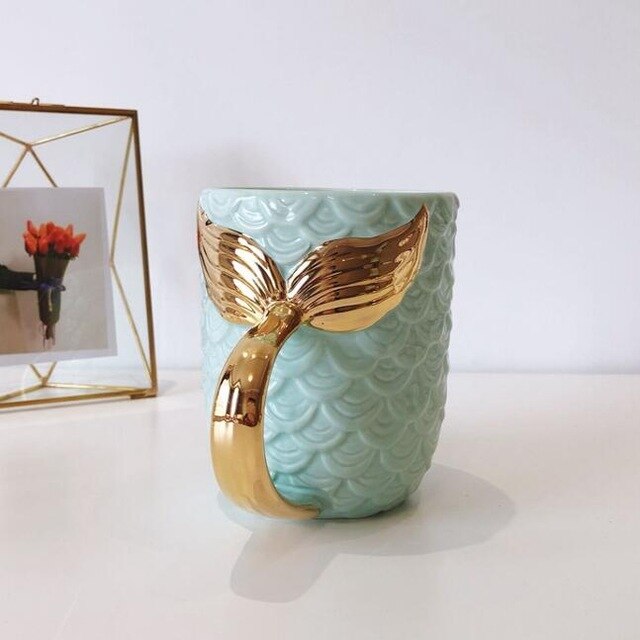 Starbucks Mermaid Handle Coffee Mug - 420ML ceramic mug with pearl glaze gold finish, featuring a charming mermaid handle for a whimsical touch., starbucks mugs, starbucks mermaid, starbucks london relief mug, starbucks london mug, starbucks london relief mug, starbucks matte black mug 