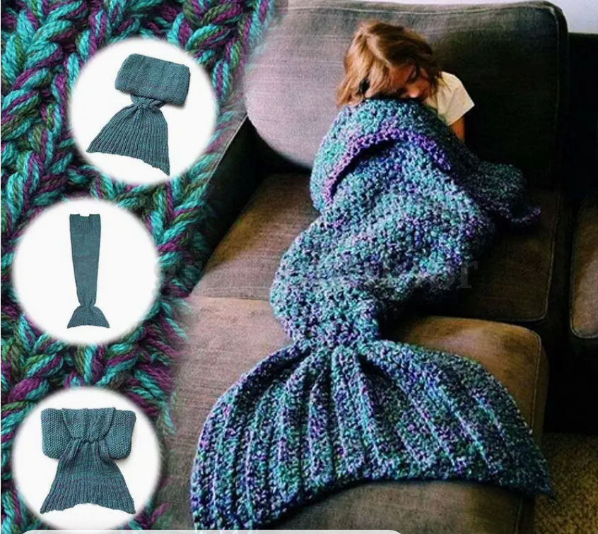 Personalized Mermaid Tail Shape Blanket - Cozy and enchanting, featuring a mermaid tail design and customizable with a name of your choice