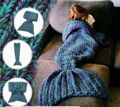 Personalized Mermaid Tail Shape Blanket - Cozy and enchanting, featuring a mermaid tail design and customizable with a name of your choice
