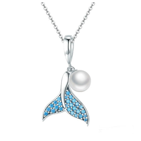 Little Mermaid Tail Necklace - 925 Silver, featuring an exquisite mermaid tail design, a whimsical and elegant accessory for women and girls."
