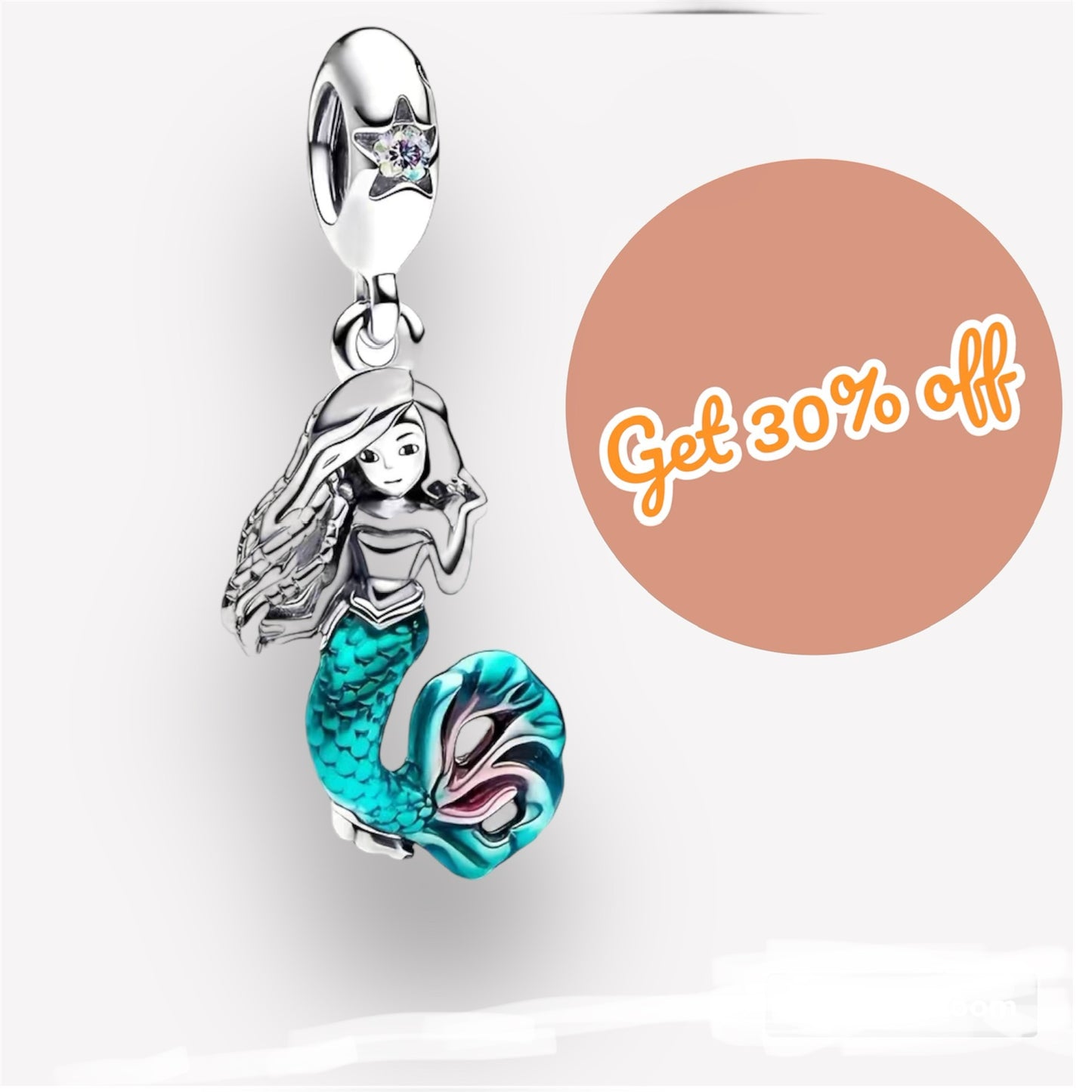 Enchanting Little Mermaid Pendant - 925 Silver, showcasing a gracefully designed mermaid silhouette, perfect for women and girls. A mythical creature-inspired pendant, a versatile accessory and thoughtful gift."