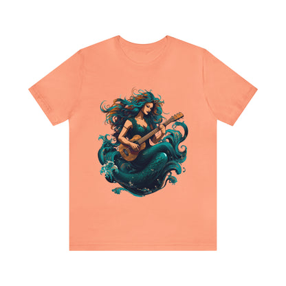 Mermaid T-Shirt - Unisex jersey tee with an enchanting design, soft cotton fabric, and ribbed knit collars, perfect for mermaid enthusiasts and lovers of mermaid-inspired clothing, Mermaid music, siren music , siren guiter 