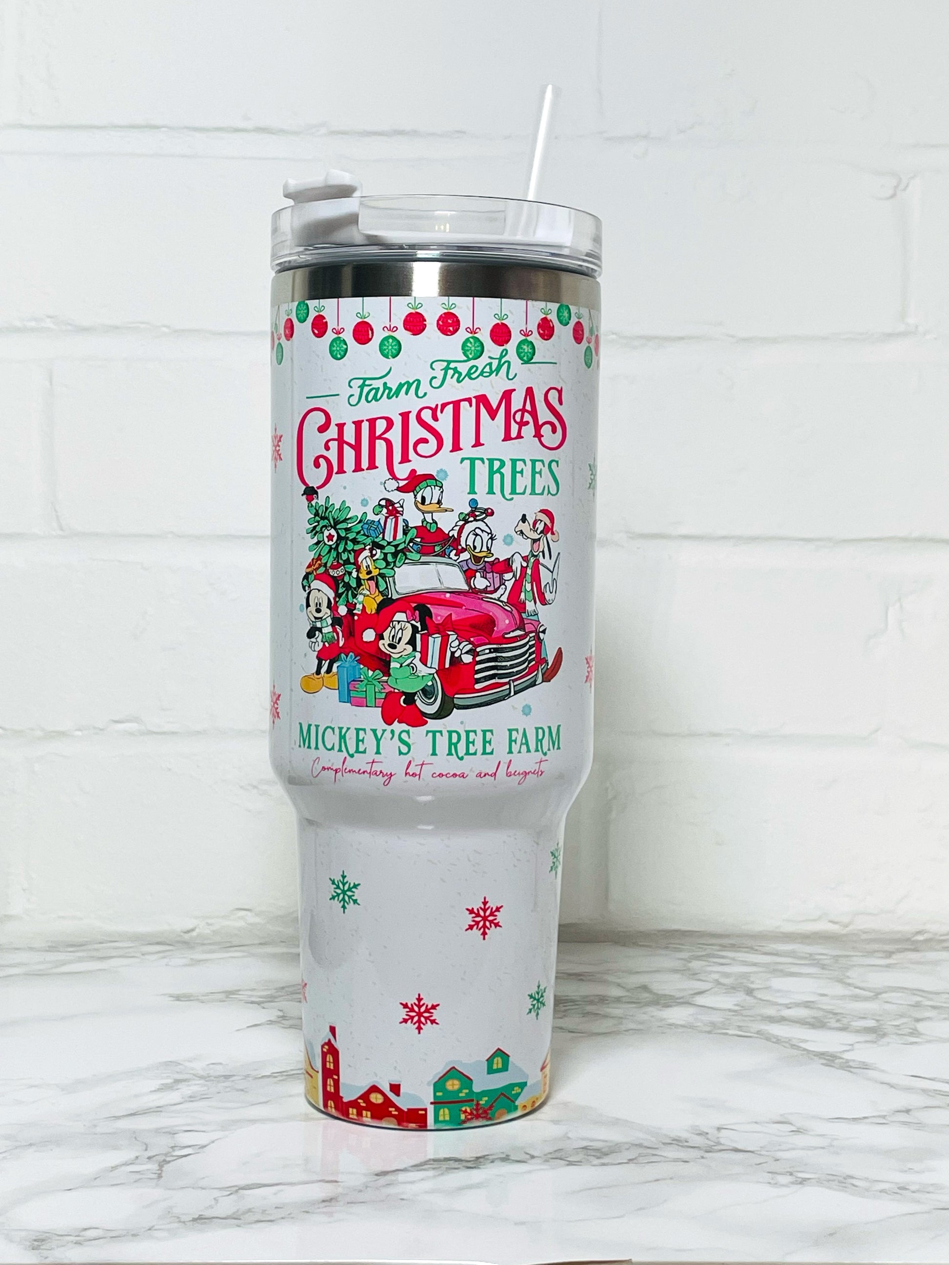 Personalized 40oz Custom Quencher Tumbler with hand wash care instructions, ideal for gifting during holidays and special occasions Christmas tree 