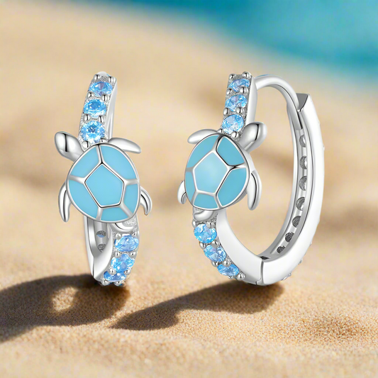 Turtle Inspired Silver Earrings