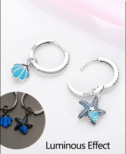 Glow-in-the-Dark  Shell & Starfish Earrings
