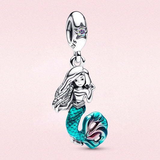 Enchanting Little Mermaid Pendant - 925 Silver, showcasing a gracefully designed mermaid silhouette, perfect for women and girls. A mythical creature-inspired pendant, a versatile accessory and thoughtful gift."