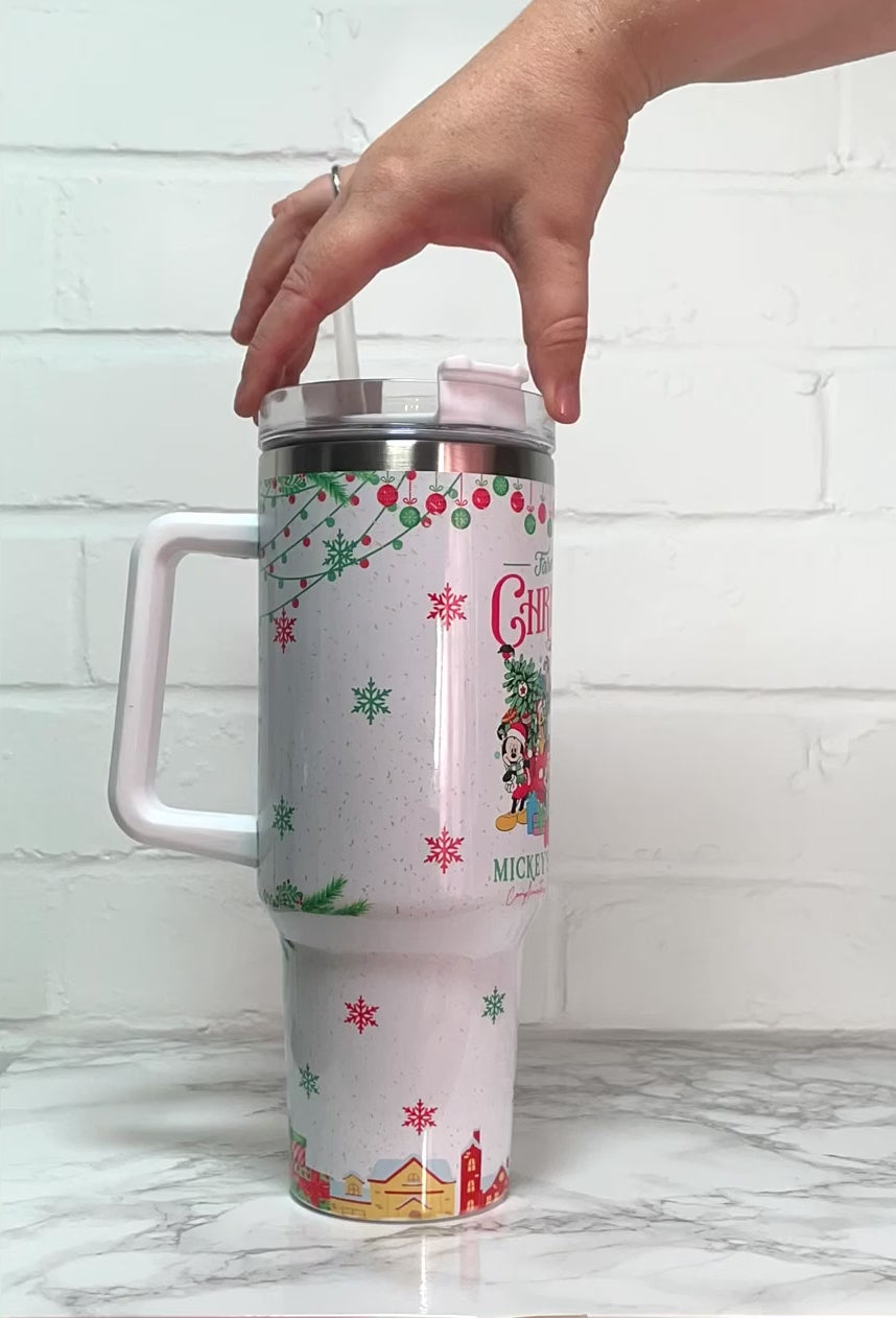 Personalized 40oz Custom Quencher Tumbler with hand wash care instructions, ideal for gifting during holidays and special occasions Christmas tree 
